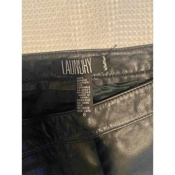 Y2K Pants Laundry by Shelli Segal Black Leather Pants SIZE 6 - Picture 3 of 7